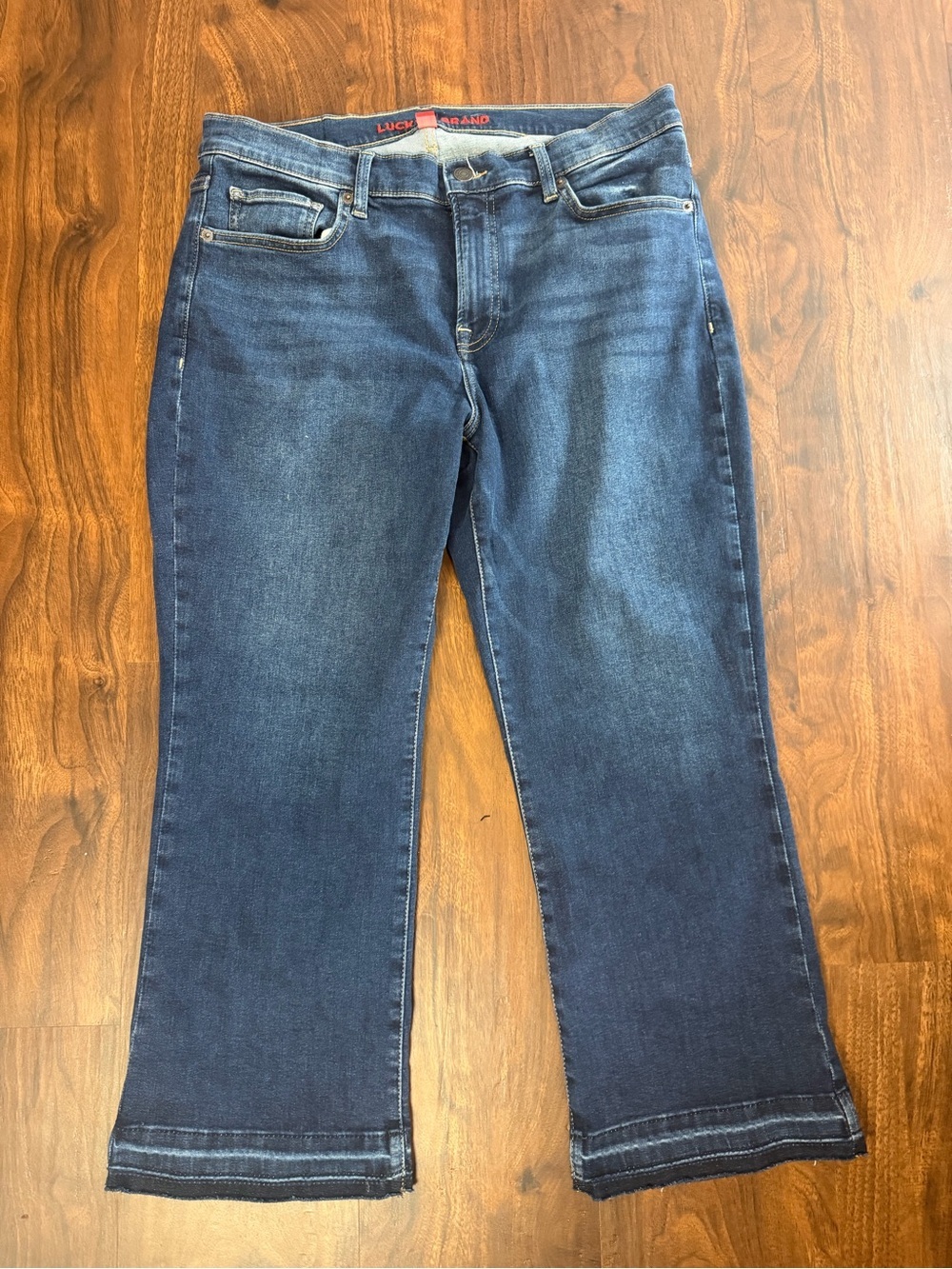 Lucky Brand Sweet Mid Rise Kick Crop Dark Blue Jeans